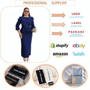 Vestidos de Iglesia Elegantes para <span class=keywords><strong>Mujer</strong></span>, Casuales, de Manga Larga, Cuello Redondo, con Volantes y Pedrería, Vestidos Formales de Fiesta, Vestidos Africanos para <span class=keywords><strong>Mujer</strong></span> - Product Image 6