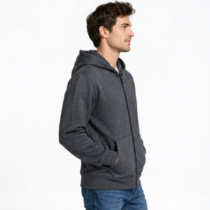 <b>Men's</b> Full Zip Up Hoodie Sweatshirt Solid Color Casual Hooded <b>Jacket</b> <b>Fleece</b> Pullover Sportswear Kangaroo Pocket Custom Wholesale - Product Image 2