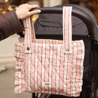 Sac de rangement suspendu pour poussette à motif personnalisé, sac de rangement pour poussette à volants, sac fourre-tout en coton à carreaux avec bordure à volants pour jeunes mamans