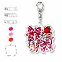 Porte-clés personnalisé en acrylique, style Coquette, cadeau esthétique scolaire, breloque de sac rose avec nœud, accessoire mignon pour professeur, vente en gros