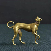 Statue de chien bouledogue antique en laiton gris, figurine vintage de whippet, miniature animale, animal de compagnie pour le thé, décoration de bureau à domicile, cadeau