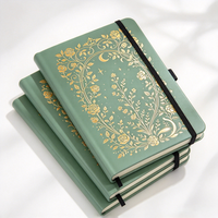 Carnet A5 à couverture rigide en cuir PU vert sauge, carnet de notes personnalisé à motifs floraux, cadeau