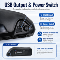 Batterie pour vélo électrique à pneus larges, boîtier Hailong Shark, batterie au lithium, verrouillage sécurisé, sortie USB