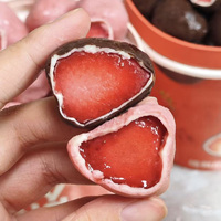 Krokante chocolade bedekte verse fruit aardbei gelaagde snoepjes kant-en-klaar ijsjes doos