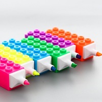 Briques de construction surligneur marqueurs bloc de construction stylo multi-fonction surligneur coloré créatif jouet marqueur avec Logo personnalisé