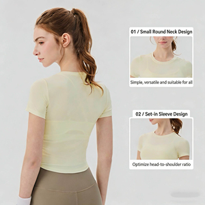 Camiseta Deportiva JCX para Yoga y Pilates, Manga Corta, Cuello Redondo, Ajustada, Ligera, Cómoda, para Mujer - Product Image 2