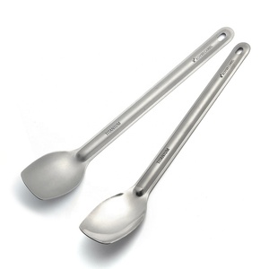 Grande cuillère ronde à Long manche en titane pur, cuillère à Long manche, fournitures de Camping en plein air, vaisselle de pique-nique, tourisme, randonnée, vaisselle artisanale - Product Image 3