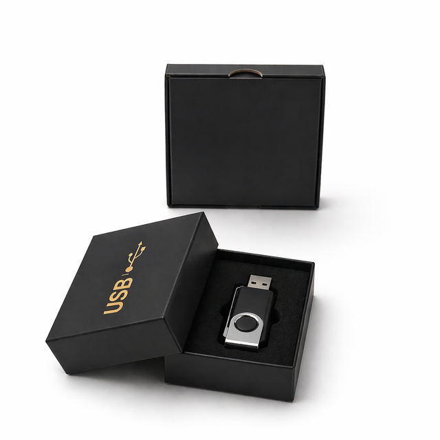 Customized Logo USB Flash Cable Paper Box with EVA Insert USB Storage Packaging Box Consumer Electronics Box with Embossing Logo