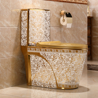 WC monobloc en céramique doré sur mesure, allongé, à double chasse, style moderne, avec couvercle en PP électroplaqué