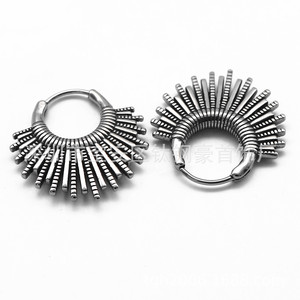 yunnique Stylish Retro Geometric Titanium Steel <b>Hoop</b> Earrings <b>Large</b> Size Easy Clip Fashion Jewelry - Product Image 2