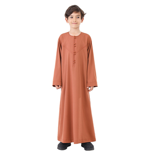 ثوب إسلامي للأولاد بأكمام طويلة ولون موحد للصلاة، زي دبي للأطفال مناسب للعيد - Product Image 2