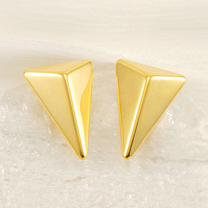 ZOGXIN Geometric Triangular Stud Earrings Gold Silver Stainless Steel Party Fashion Jewelry - Product Image 3