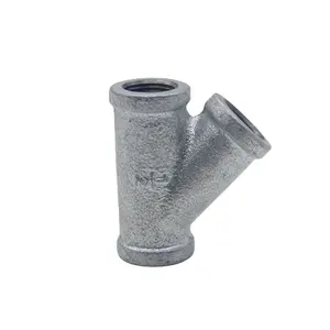 Branches Y 45 degree Tee Hot dipped Electrical galvanized and Black Y 45 degree Tee Malleable Iron pipe fittings