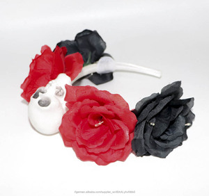 Rote Rose &amp; led Schädel Stirnband-Halloween Phantasie Kleid Kostüm Zubehör Tag Der Toten glow in <span class=keywords><strong>the</strong></span> dark - Product Image 6