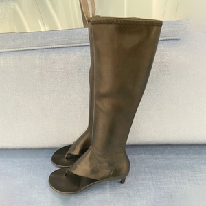 2023 Short Heels Suede Women Summer Knee High <b>Boots</b> Clip Toe Low Heeled Side Zipper Long Booties Custom Shoes - Product Image 5
