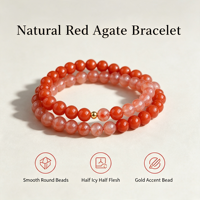 Bracelet en Agate Rouge Flottante Naturelle de Baoshan pour Femme, Élément Feu, Double Tour, Bracelet Porte-Bonheur en Cordon Rouge