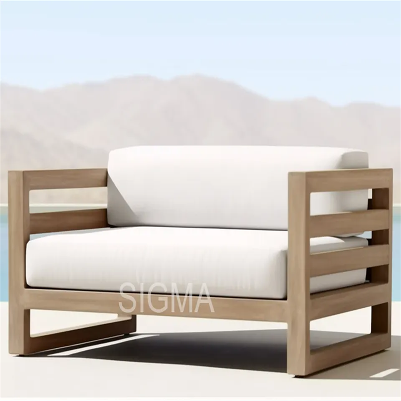 New Arrival Comfortable L Shape Luxury Teak Wooden Frame Garden Patio Outdoor Couch and Sectional Sofa