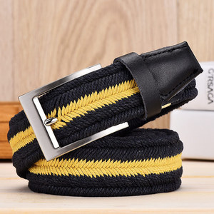 Mode décontracté rayé tissu extensible <span class=keywords><strong>ceinture</strong></span> réglable en alliage boucle ardillon élastique tressé tricoté <span class=keywords><strong>ceinture</strong></span> de Golf pour hommes femmes - Product Image 6