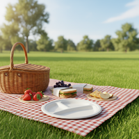 Assiettes en bagasse biodégradables et compostables écologiques de 9 pouces, blanches, 3 compartiments, sans BPA, jetables, compatibles micro-ondes, pour le camping