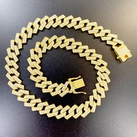 Bijoux Hip Hop glacés en alliage or argent avec strass 15mm losange cubain chaîne ras du cou collier