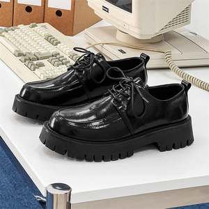 Chaussures habillées pour homme de style britannique à semelle épaisse, à lacets robustes, en cuir brillant, pour le bureau - Product Image 5