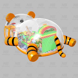 Parque de Juegos Inflable con Temática de Dibujos Animados, Carpa de Burbujas Transparente con Forma de Cerdo, con Pelotas de Océano, Parque Inflable de Burbujas - Product Image 4