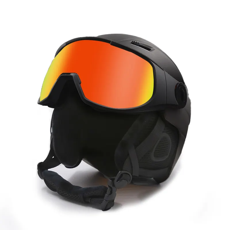 Jiepolly Manufacturer Oem Custom Logo Open Face Adults Soft Padding Strap Black Snowboard Helmet Ski Abs Helmet With Pc Lens