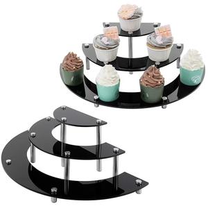 Bolo <span class=keywords><strong>Display</strong></span> Stand Sobremesa Casamento Snack <span class=keywords><strong>Rack</strong></span> Cupcake Titular Semicircular Festa Transparente Servir Platter Acrílico 3 Tiers - Product Image 3