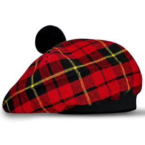 Sombrero Tammy de Tartán Wallace al por Mayor |   Gorro Tradicional Escocés de las Tierras Altas, Toorie |   Accesorios para la Cabeza de Banda de Pipe |   100% Acrílico - Product Image 1