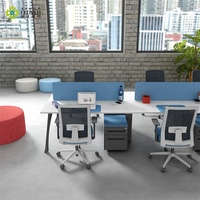 Dernier modèle de table de bureau, poste de travail pour 6 personnes, postes de travail de bureau haut de gamme, mobilier modulaire