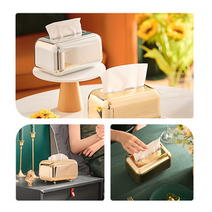 Tissue Box Electroplating Gold Multipurpose Household Desktop Storage Convenient - Product Image 3