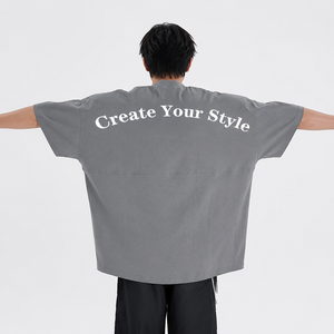 เสื้อยืดกราฟิกทรงบ็อกซี่แบบครอป ผ้าคอตตอนหนา ซักวินเทจ สไตล์สตรีทแวร์ เสื้อยืดผู้ชายสั่งทำได้ ขายส่ง - Product Image 3