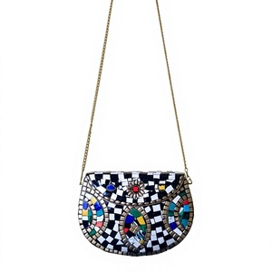 AUREVIA CRAFTS Bolsos de Mano Elegantes, Clásicos, Artísticos y de Lujo, con Cuentas Metálicas de Imitación de Mosaico Antiguo, Hechos a Mano con Incrustaciones de Piedras - Product Image 1