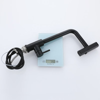 Robinet de cuisine universel pivotant à extraction, monotrou, moderne, noir, en acier inoxydable 304, chaud/froid, à induction tactile, céramique, trois vitesses