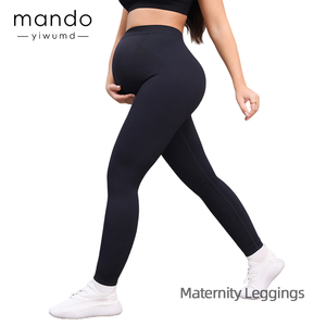 Leggings de <span class=keywords><strong>grossesse</strong></span> pour femmes 90% nylon 10% élasthanne Tricot sans couture Leggings de yoga de maternité noirs - Product Image 1