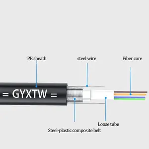 Trung tâm lỏng ống bọc thép đơn chế độ ngoài trời GYXTW sợi cáp quang với 1 2 4 8 12 lõi cho các ứng dụng trên không