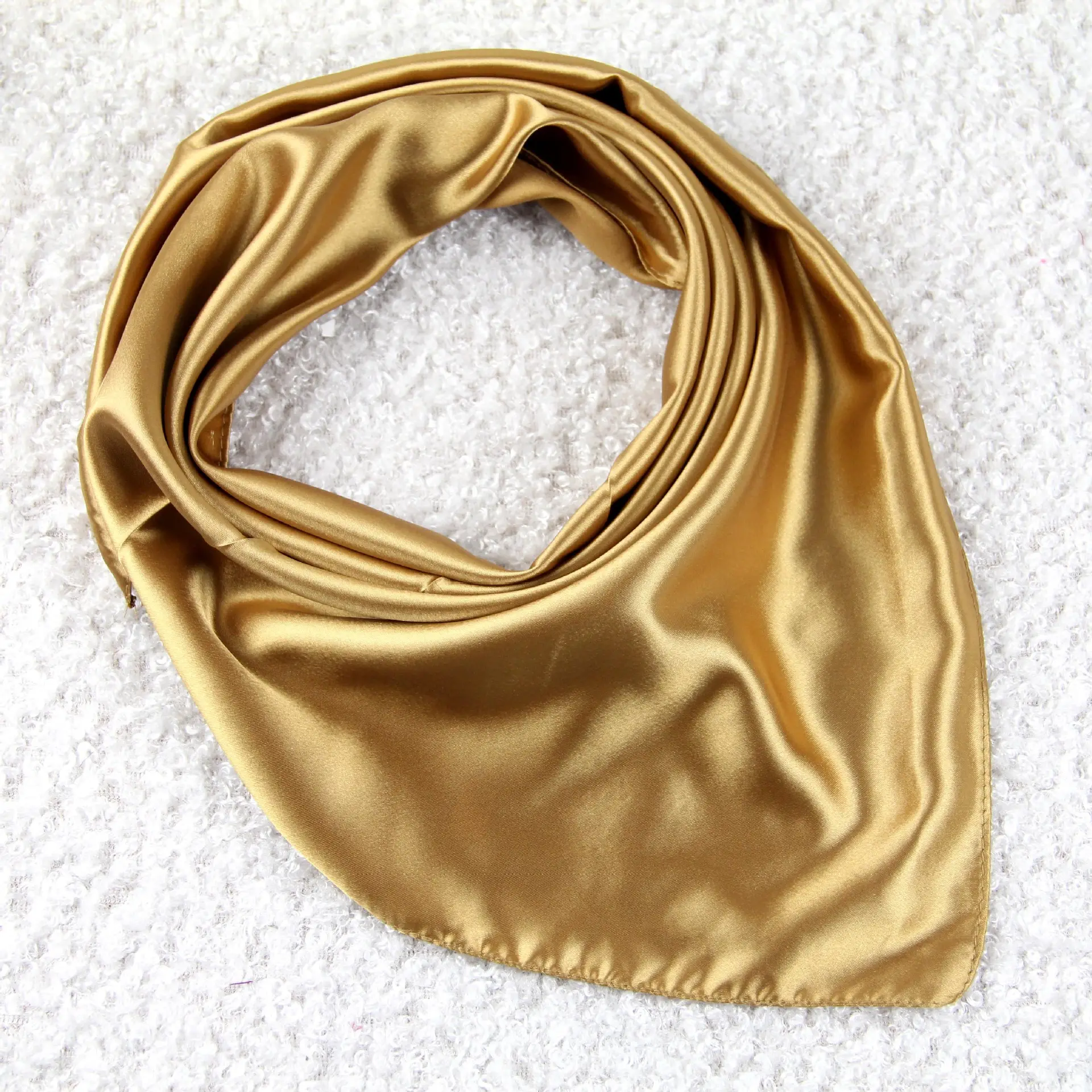 Foulard carré en soie pour femme, Foulard de couleur unie, hijab, collection 2021