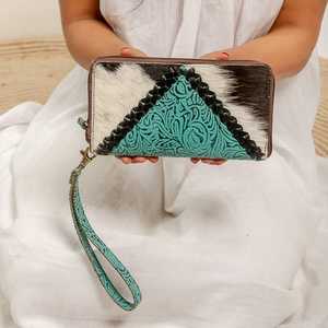 Fashion Women's Genuine Leather Purse Wallet High Quality <b>Long</b> Design Female Clutch <b>Bag</b> with Landscape Pattern - Product Image 2