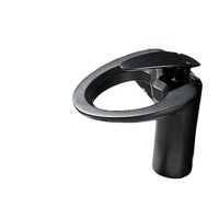 Robinet de lavabo monotrou en cuivre massif, design moderne et minimaliste, avec bec cascade en céramique en forme de cœur, pour eau froide et chaude