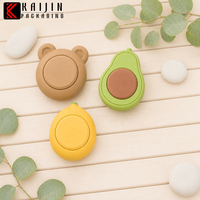 Boîtier vide pour poudre compacte avec manchon en silicone, couvercle à vis, bouchon rotatif, formes de fruits et d'animaux, emballage cosmétique en gros, logo personnalisé