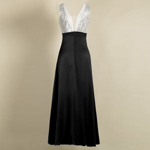 Saten bel uzun derin V geri balo akşam elbise için parti - Product Image 4