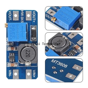 Módulo Elevador de Voltaje Ajustable DC-DC MT3608 2A, Placa de Refuerzo con USB Tipo C y Micro USB, de 2V-24V a 5V, 9V, 12V, 28V - Product Image 2