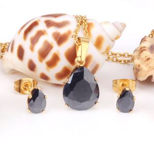 Wholesale Hot Selling Black <b>Shell</b> Pendant Stainless Steel <b>Jewelry</b> Set Bridal Earrings Necklace <b>Jewelry</b> - Product Image 2