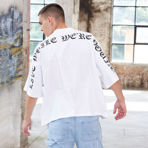 Hot Exquisite Design 100% Cotton Street Style Grueso Recortado O Cuello Manga corta Boxy Oversize Camisetas para hombres - Product Image 4