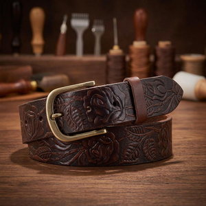 Customizable BS INTERNATIONAL <b>Men's</b> Vintage Eco Friendly Genuine Leather <b>Belts</b> Steel Buckle Premium Quality Durable Waterproof - Product Image 1