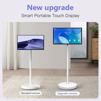 Téléviseur intelligent 24 pouces sur roulettes, processeur Android 8 cœurs, télécommande, écran tactile, batterie intégrée, caméra 13MP, téléviseur portable