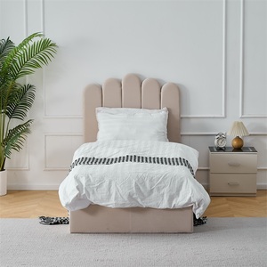 Cama Infantil de Terciopelo Acolchada de Alta Calidad con Diseño Elegante y Almacenamiento Integrado, Estructura de Cama Tapizada Nueva - Product Image 1