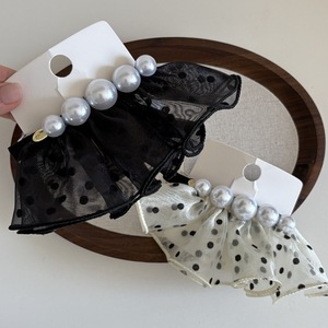 Nouvelle Pince à Cheveux Française à Pois et Perles pour Femme, Accessoire de Mariage Demi-Elégant avec Grand Nœud, Idéal pour Fêtes et Cérémonies - Product Image 2