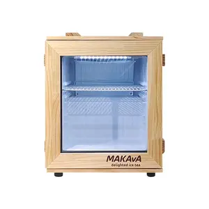 Meisda 52L Encimera de metal de vidrio Refrigerador de bebidas Pantalla Portátil Estilo de temperatura única Diseño de caja de madera personalizado