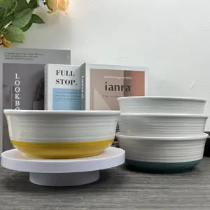 7 Inch Cheap Colorful Kitchen Accessories Fruit Food Glazed Storeware Ceramic Ceramic Salad Bowl Soup Bowl